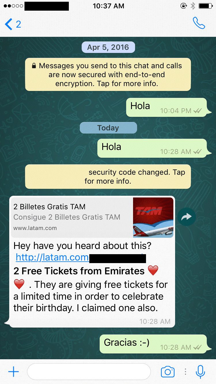 Campaña fraudulenta en WhatsApp ofrece pasajes gratis de TAM a cambio de tus contactos1